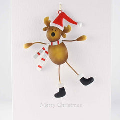 Rudolph on Skis Decoration Christmas Card