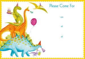 Pack of 8 Partysaurus Invitations