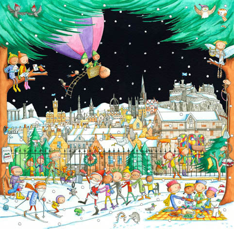 Edinburgh Skyline from the Botanic Gardens Pack of 6 Christmas Cards