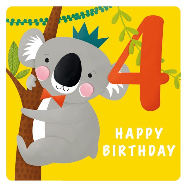 Age 4 Happy Birthday Koala Card