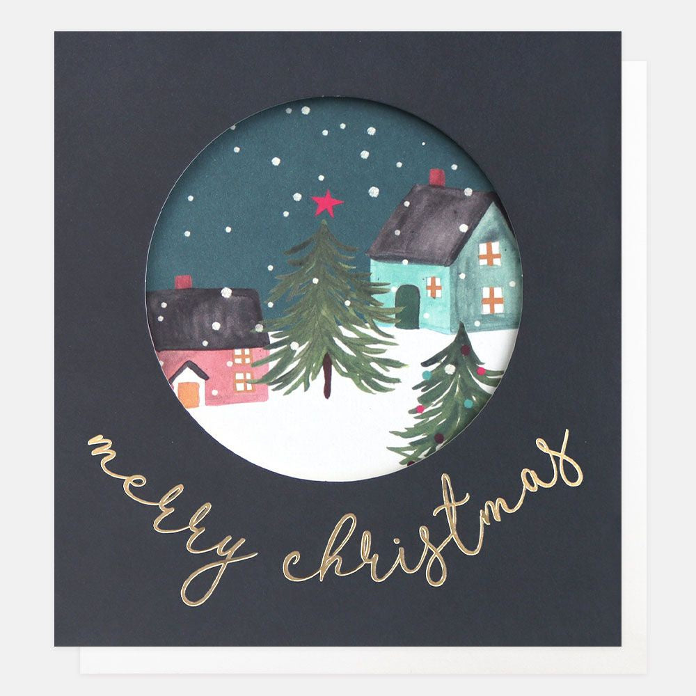 Happy Christmas Cut Out Snowy Scene Card