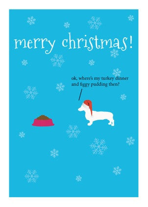 Christmas Card - Frankie Dog Turkey Dinner
