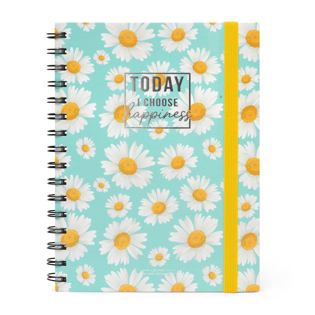 Floral I Choose Happiness A5 Spiral Bound Lined Notebook Paper Tiger