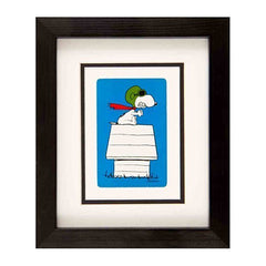 Flying Snoopy On House Framed Mounted Playing Card