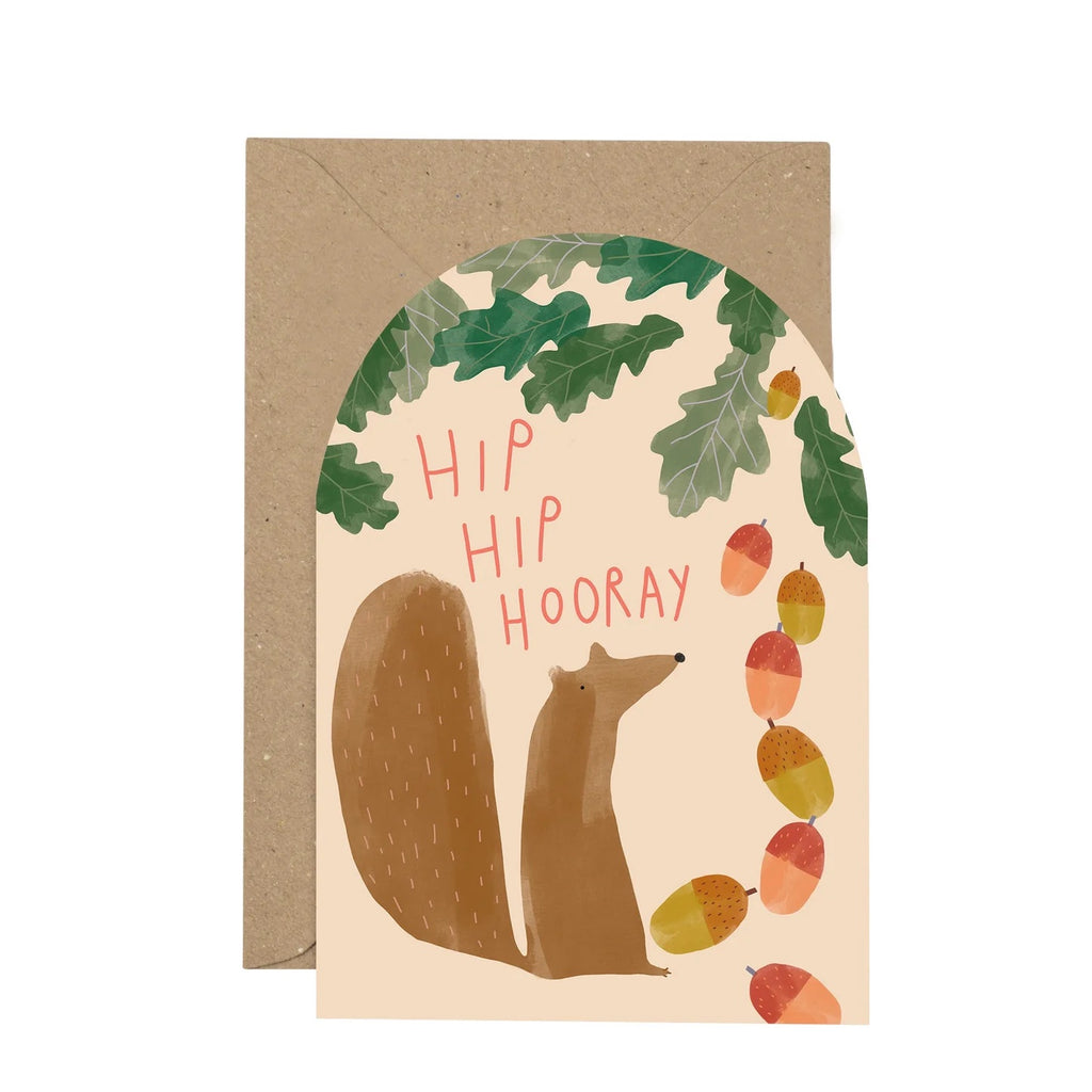 Hip Hip Hooray Squirrel Curved Card