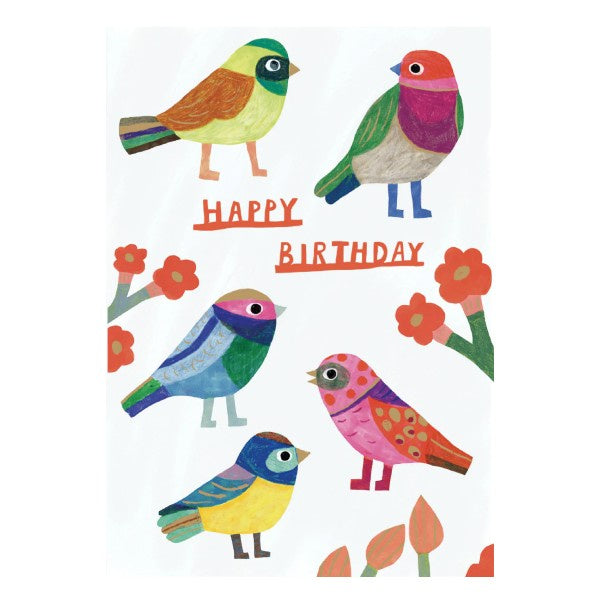 Colourful Birds Happy Birthday Card