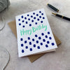 Happy Birthday Blue Brush Strokes Card