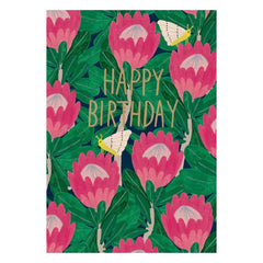 Abundant King Proteas Birthday Card