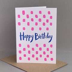 Happy Birthday Pink Brush Stroke Card