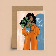 You Got This Lady With Plant Card