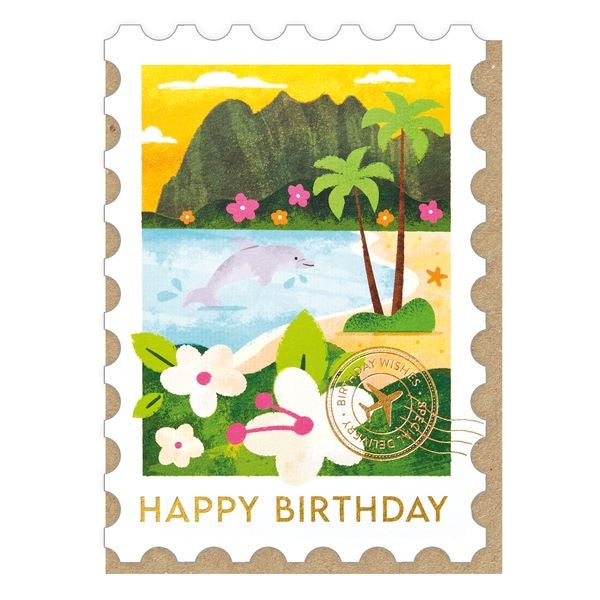 Hawaii Stamp Birthday Card