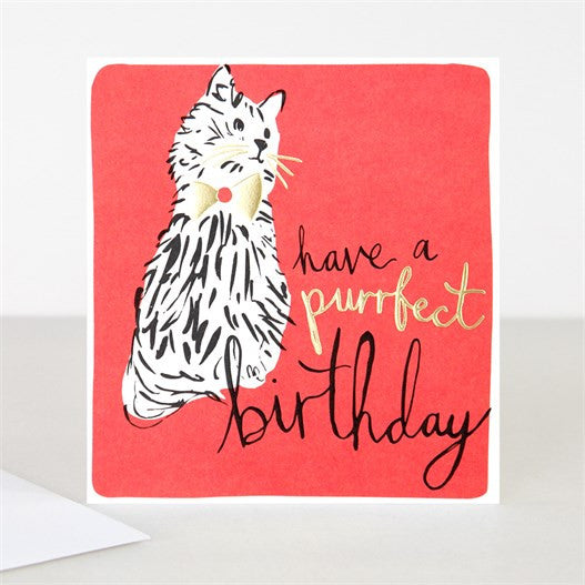 Have A Purrfect Birthday Cat Modern Calligraphy Card