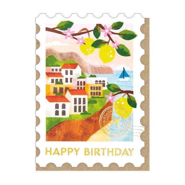 Italian Riveria Stamp Birthday Card