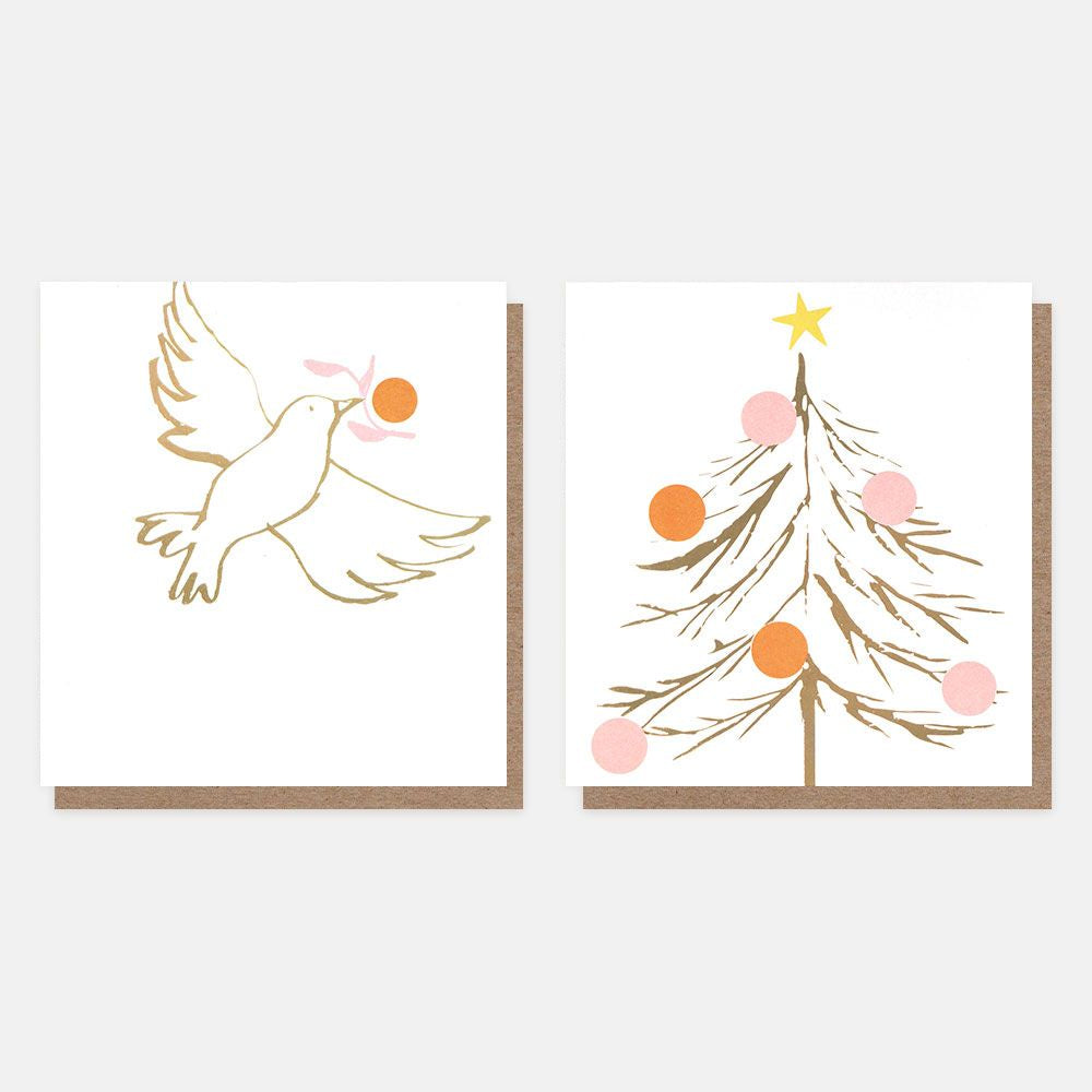 Dove And Tree Christmas Charity Pack of 8 Cards