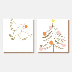 Dove And Tree Christmas Charity Pack of 8 Cards
