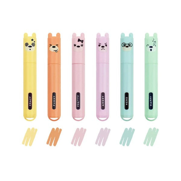 Teddy's Style Mini Pastel Highlighters Pack of 6