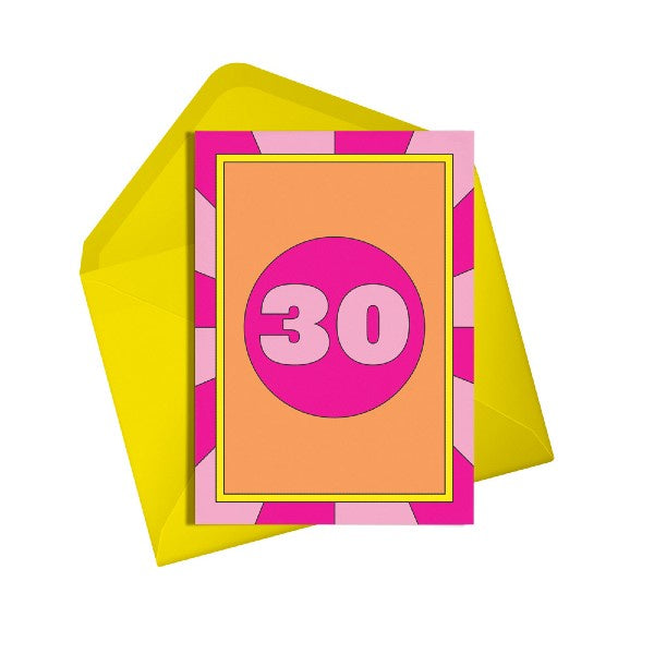 Neon 30th Birthday Card