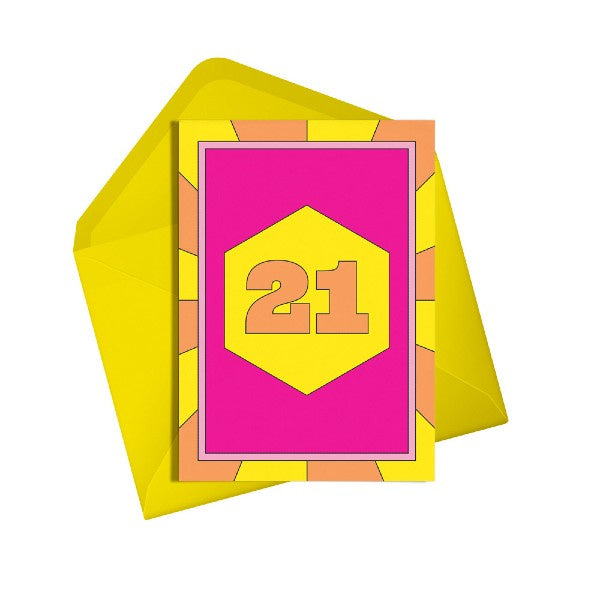 Neon 21st Birthday Card