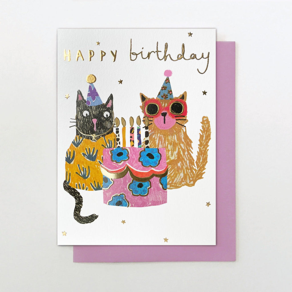 Happy Birthday Cats And Cake Card