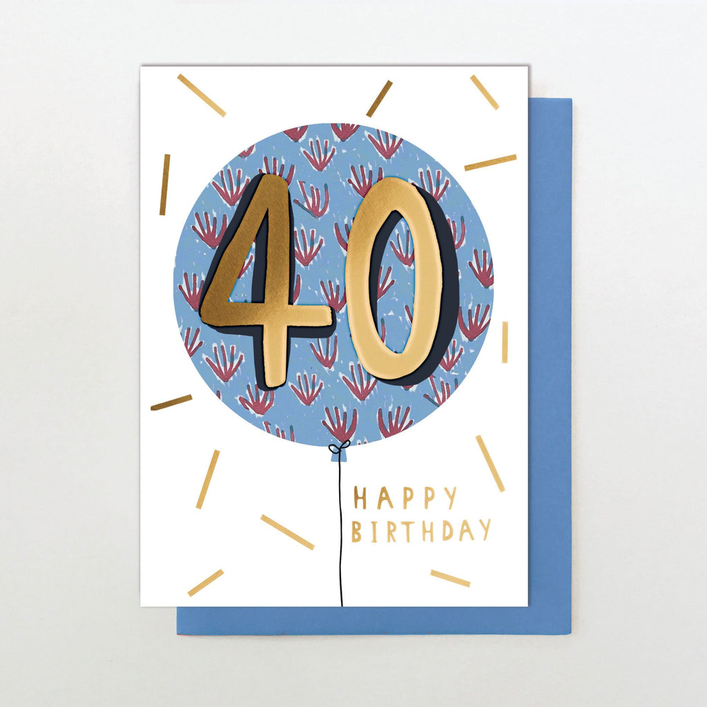 Age 40 Patterned Balloon Card