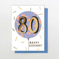Age 80 Patterned Happy Birthday Balloon Card