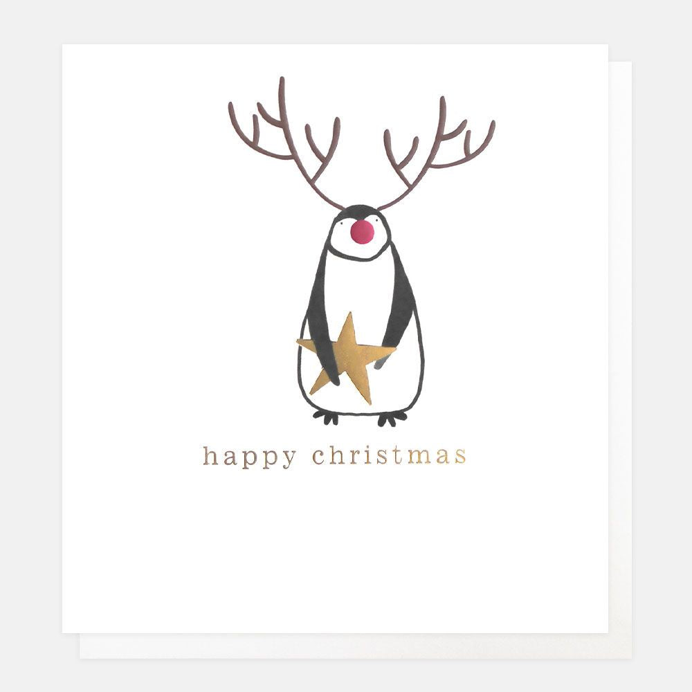 Merry Christmas Penguin Reindeer With Star Charity Pack of 8 Cards