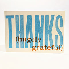 Thanks (Hugely Grateful) Letterpress Thank You Card