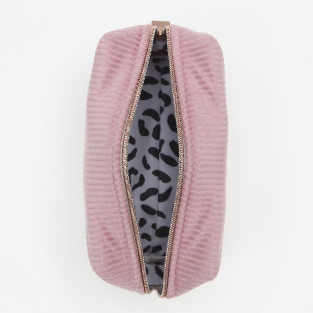 Pink Jumbo Cord Velvet Cosmetic Bag