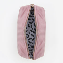 Pink Jumbo Cord Velvet Cosmetic Bag
