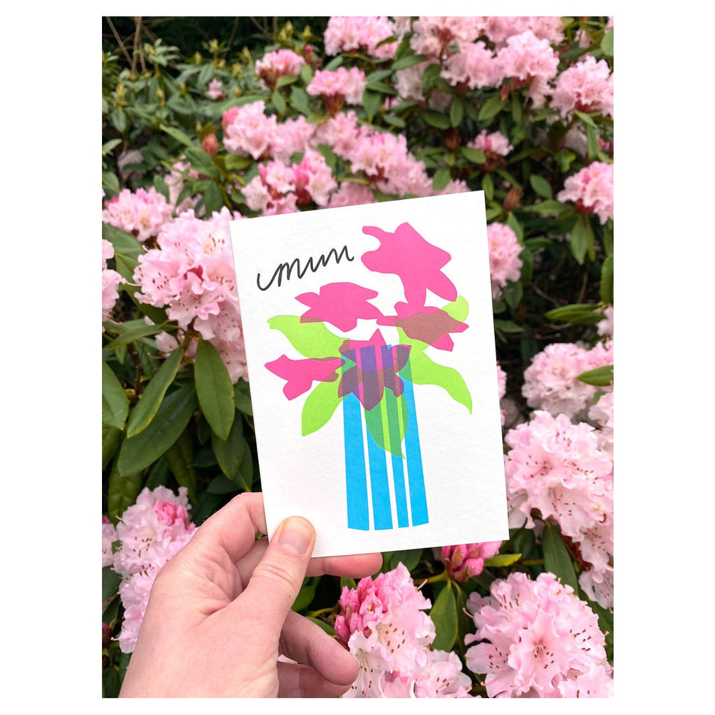 Pink Flowers Mum Card