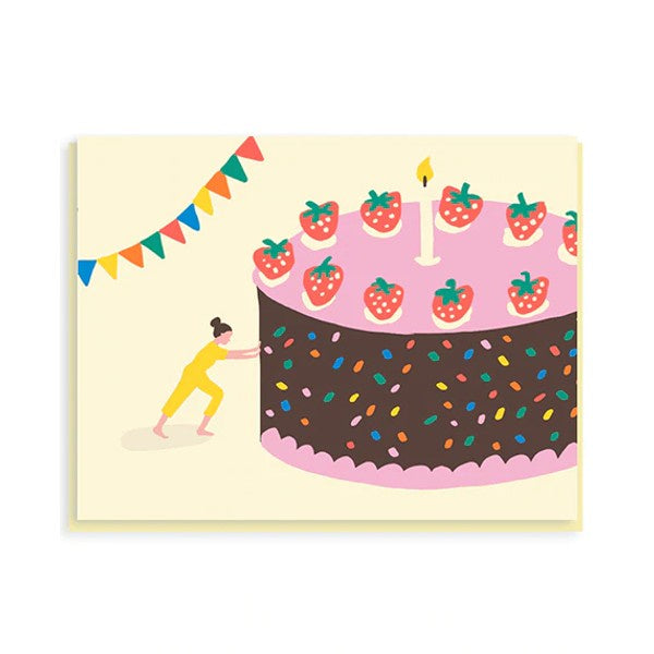 Pushing Cake Birthday Card
