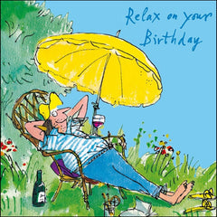 Relax On Your Birthday Sunbathe Quentin Blake Card