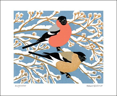Winter Bullfinches Blank Card