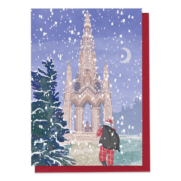 Tartan Santa Scott Monument Christmas Card