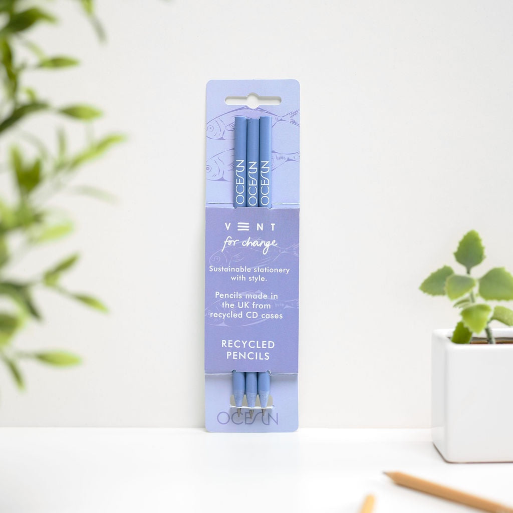 Sea Blue Pack of 3 Pencils