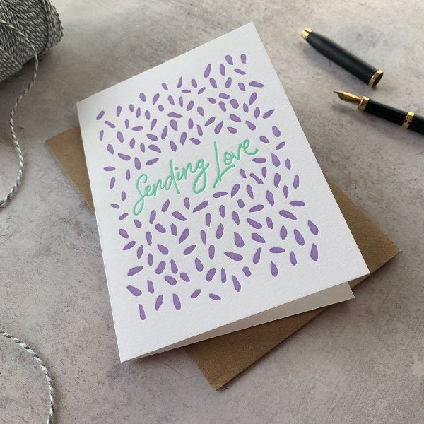 Sending Love Purple Petals Card