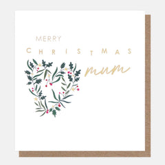Merry Christmas Mum Heart Wreath Card