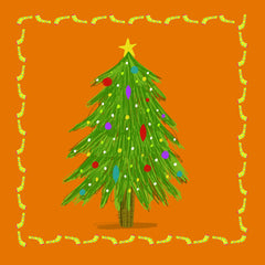Pack of 6 Xmas Tree Paper Tiger Charity Christmas Cards