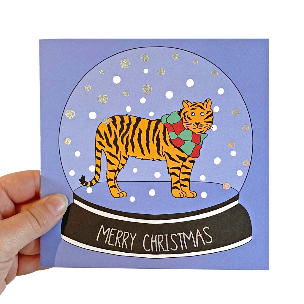 Tiger Snow Globe Christmas Card