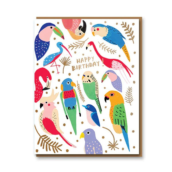 Tropical Feathers Birthday Card