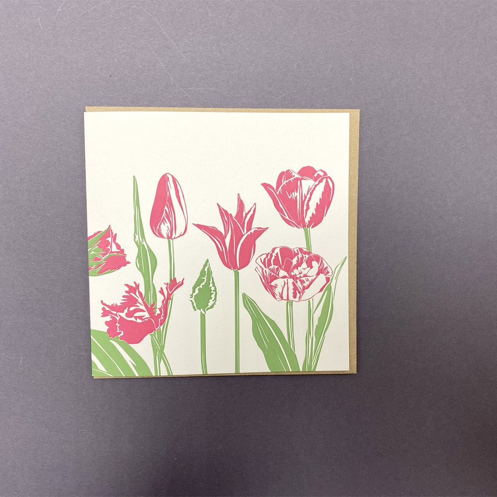 Pink Tulips Letterpress Card