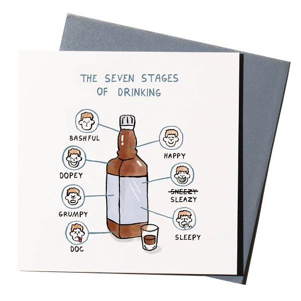 The Seven Stages of Drinking card