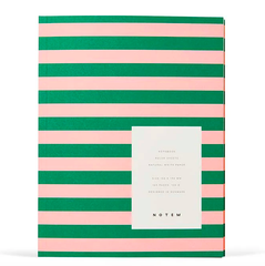 Uma Medium Flatlay Notebook Green and Rose Stripe