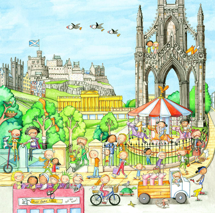 A View From Waverley Bridge Gingerpaws Square Card