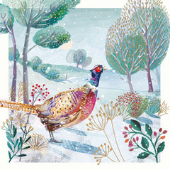 Christmas Pheasant In The Snow Box of Cards