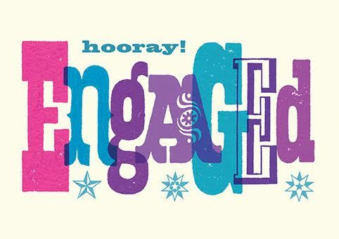 Hooray! Engaged Typography Card