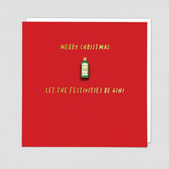 Let the Festivities Be Gin! Merry Christmas Enamel Pin Badge Card