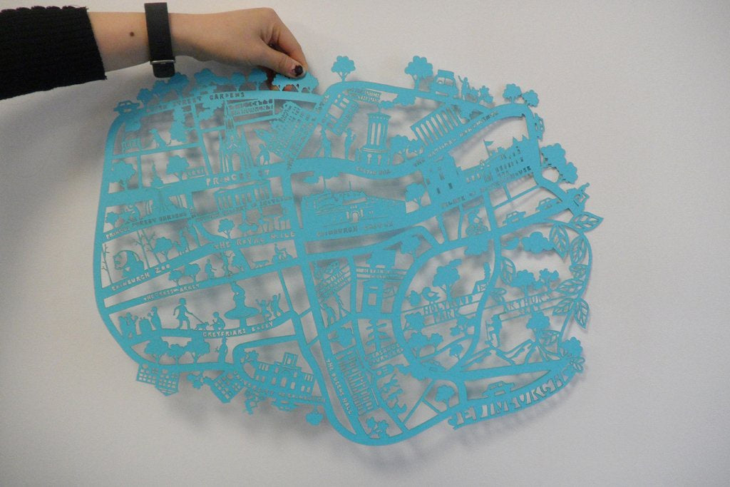 Lasercut A4 Edinburgh Map in Tube - Blue