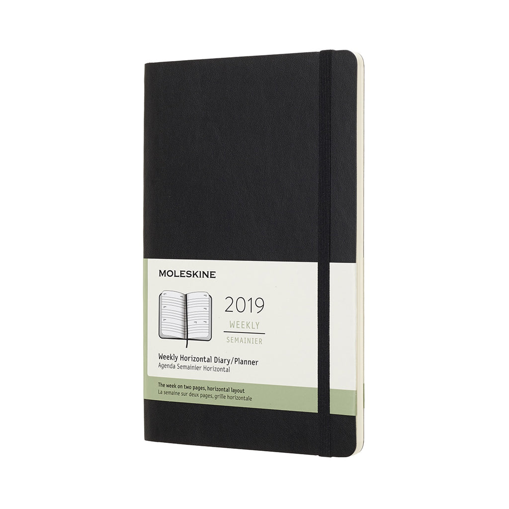 2019 Moleskine Large Horizontal Weekly Planner Hardcover Black