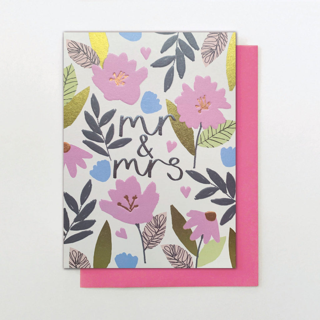 Mr & Mrs Floral Wedding Card